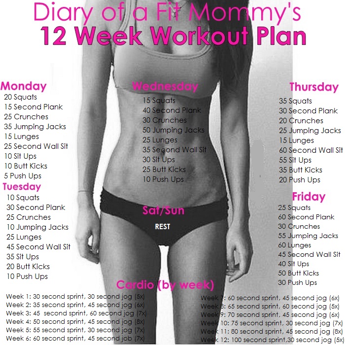 12 Week No-Gym Home Workout Plan - Diary of a Fit Mommy